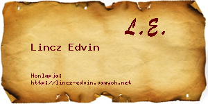 Lincz Edvin névjegykártya